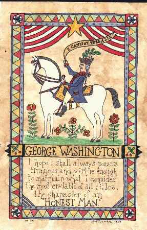 George Washington fraktur by Toni McKorkle