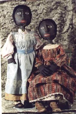 2 black oil cloth dolls c1999 36 inches